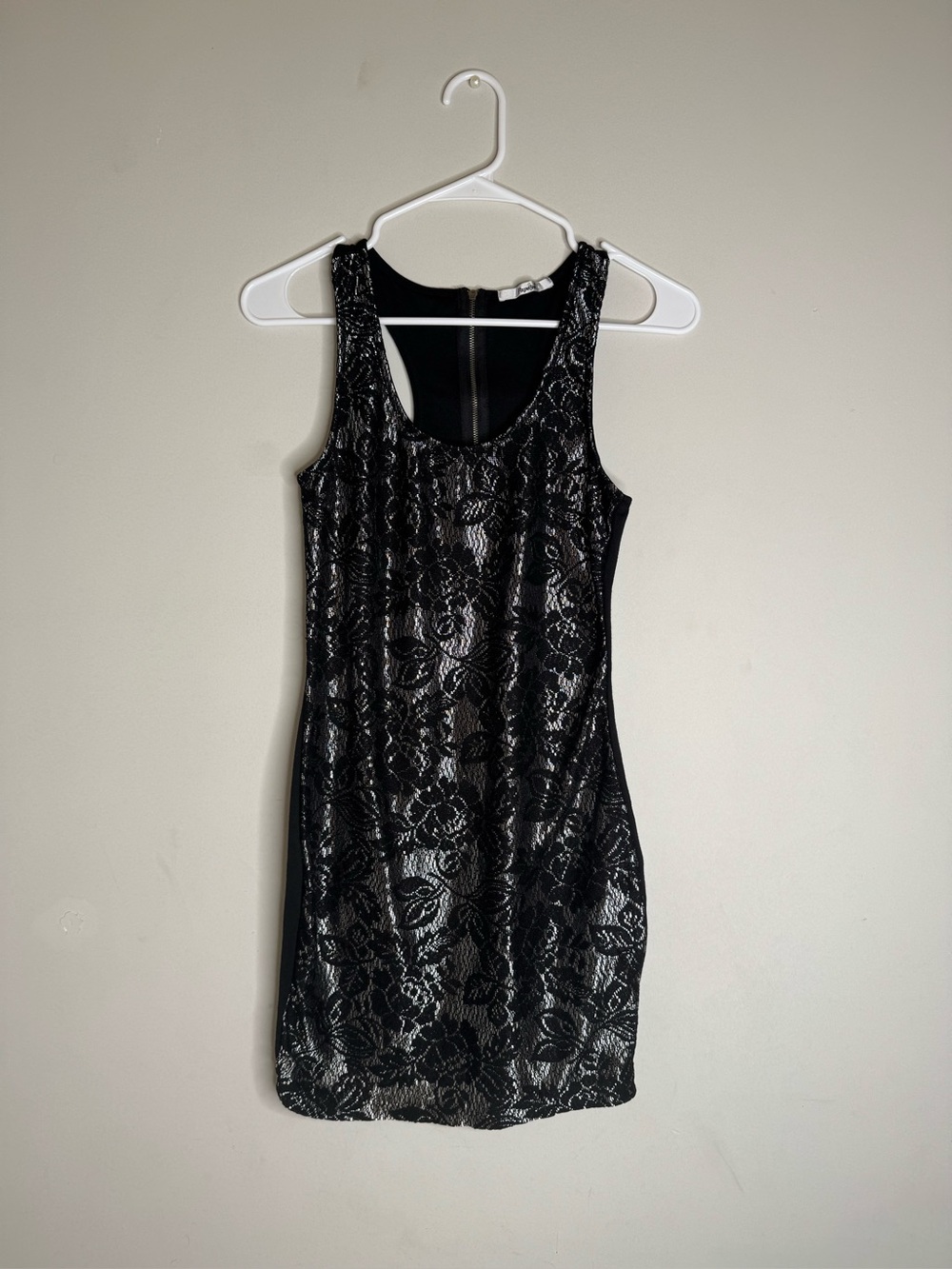 Papaya Black Lace Overlay Mini Dress